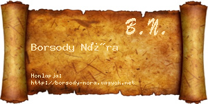 Borsody Nóra névjegykártya